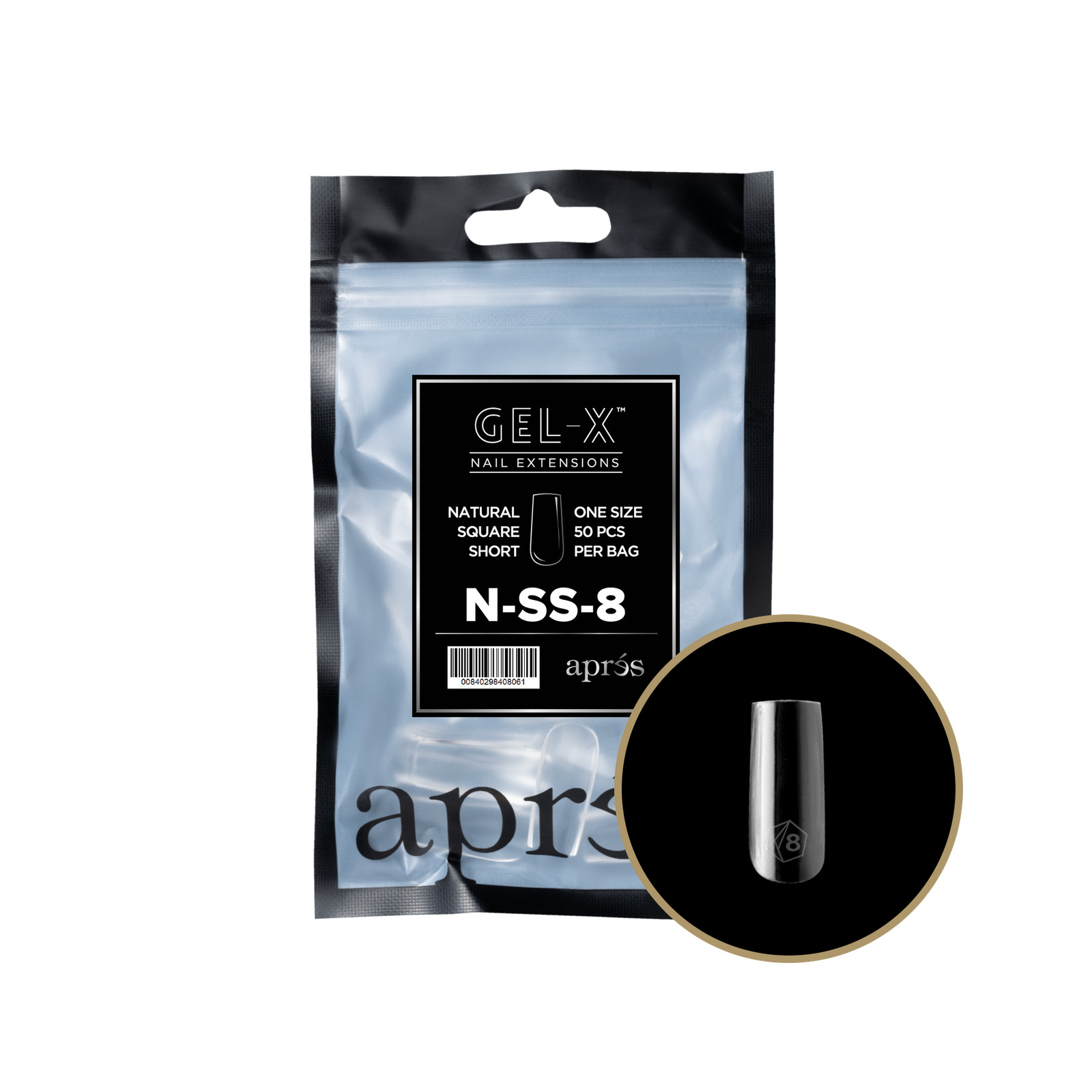 Apres Gel-X Natural Square Short Refill 50pc (Set 11 bags size 00 – 9) (No box)