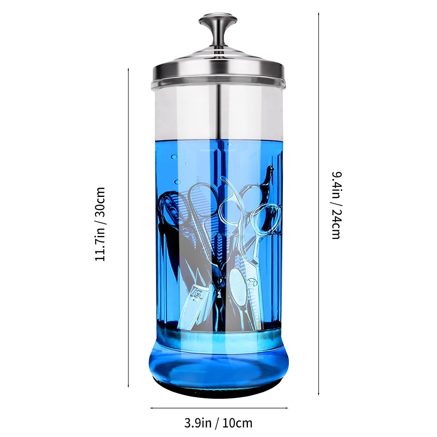 Disinfectant Sterilizer Glass Jar – Capacity 37 Oz Glass with Removable Strainer
