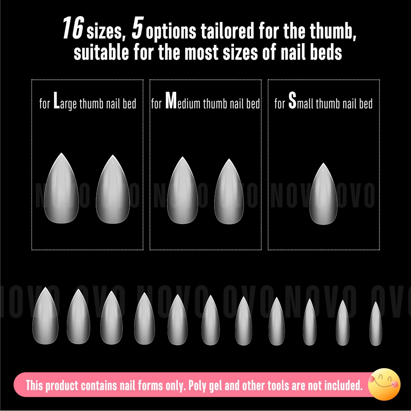 480 Pcs Extra Thick Stiletto Nail Tips – 16 Sizes Clear Acrylic Press-On Nails f