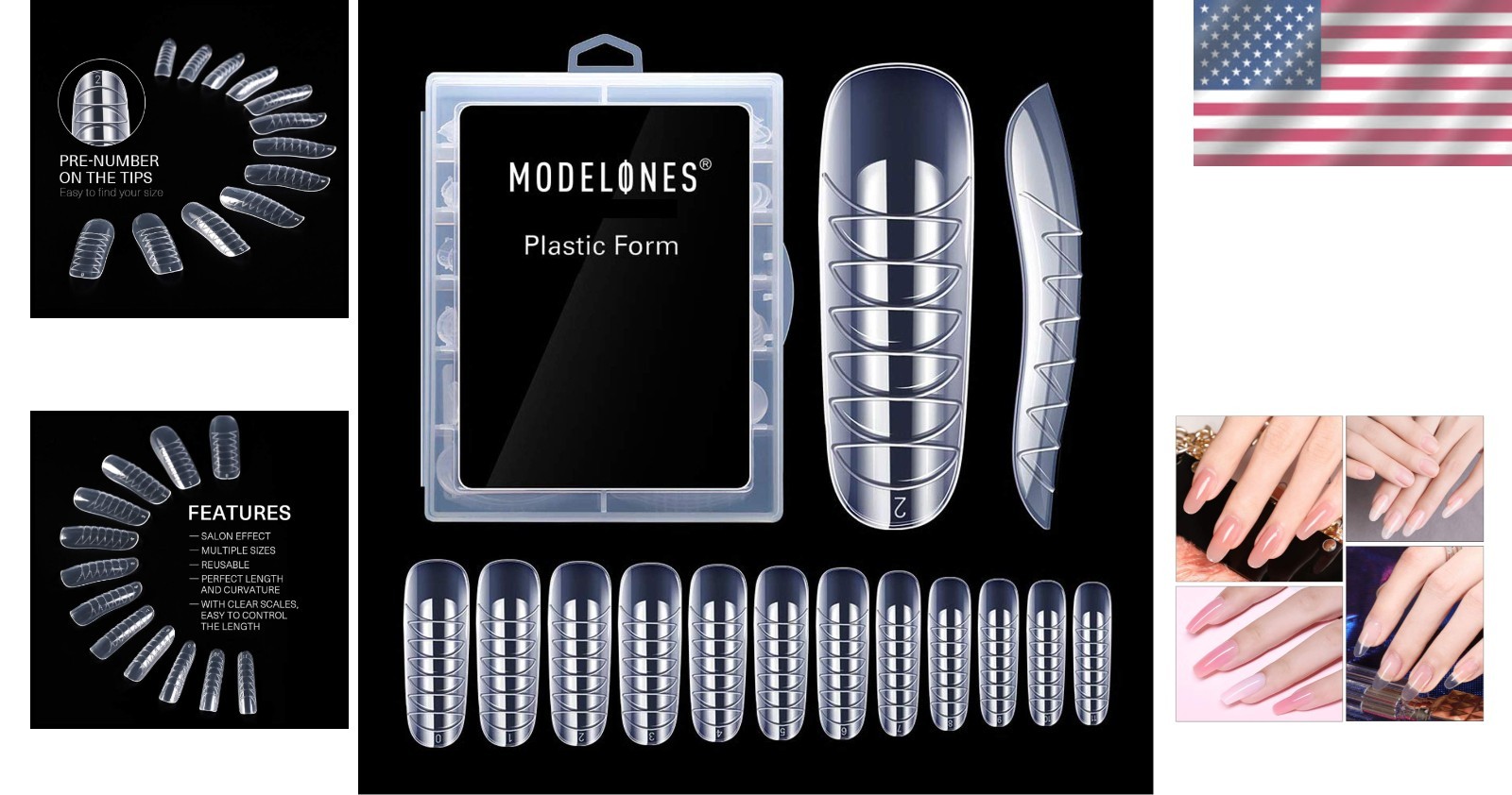 Professional Dual Nail Forms Set – 120 Clear Ballerina Tips for Easy Extension