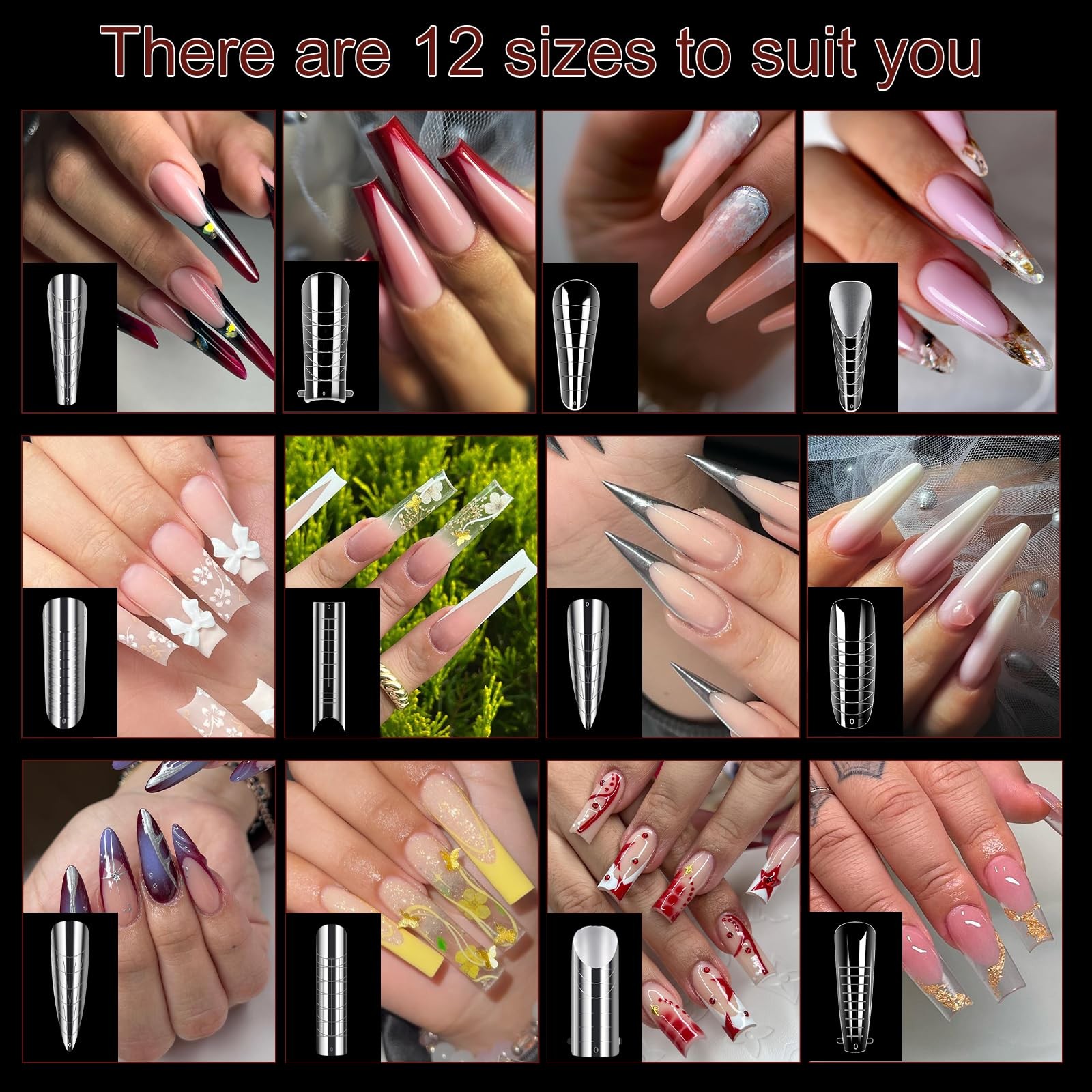 BOMOQING 288PCS Nail Forms & Molds for French Nails, Acrylic Nail Tips, 96PCS…