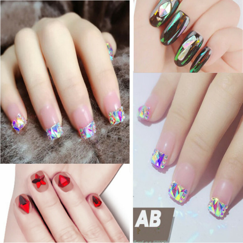 Nail Art Rhinestones Mix Flatback Glass Gems Glitter Crystals 3D Tips Decoration