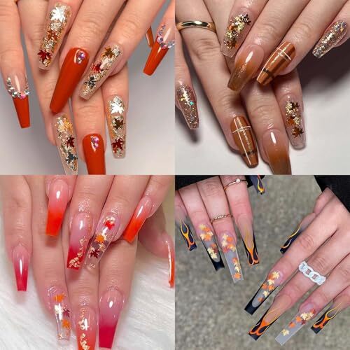 2Box Fall Art Glitter Maple Leaf Nail Art Glitter Sequins 3D Glitter 3