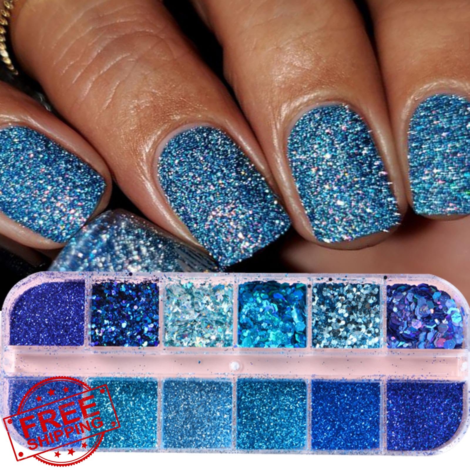NBNTGH W06 Blue Glitter Nail Art Foil Flakes
