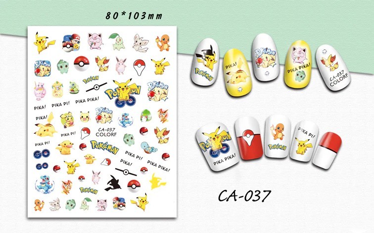 Nail Art 3D Decal Stickers Cartoon Pika Pi Pokémon CA037