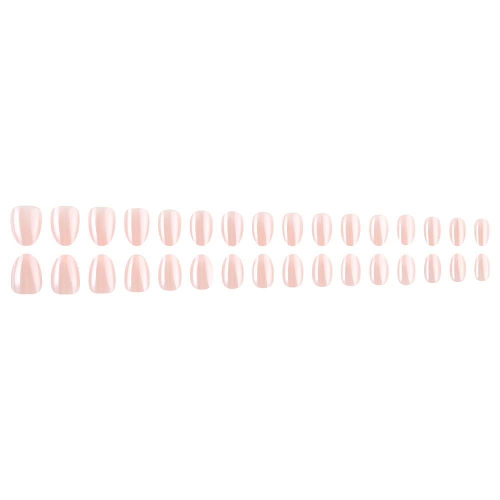 Bare Apricot Press on Nails Electroplating Short Oval Fake Nails with Solid C…