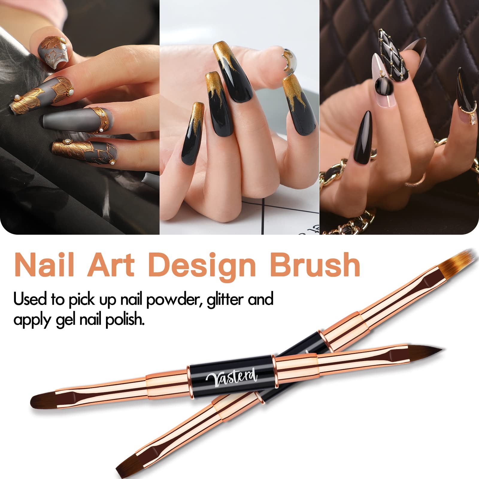 Yasterd Nail Art Brush Set Professional- 5pcs Double-Ended Nail Art Brushes f…