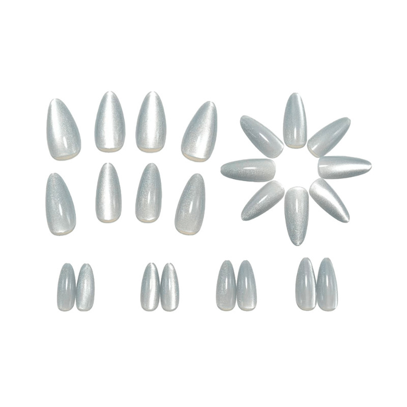 48pcs Almond Press on Nails, Matte Solid Gray False Nails for Casual Daily Wear