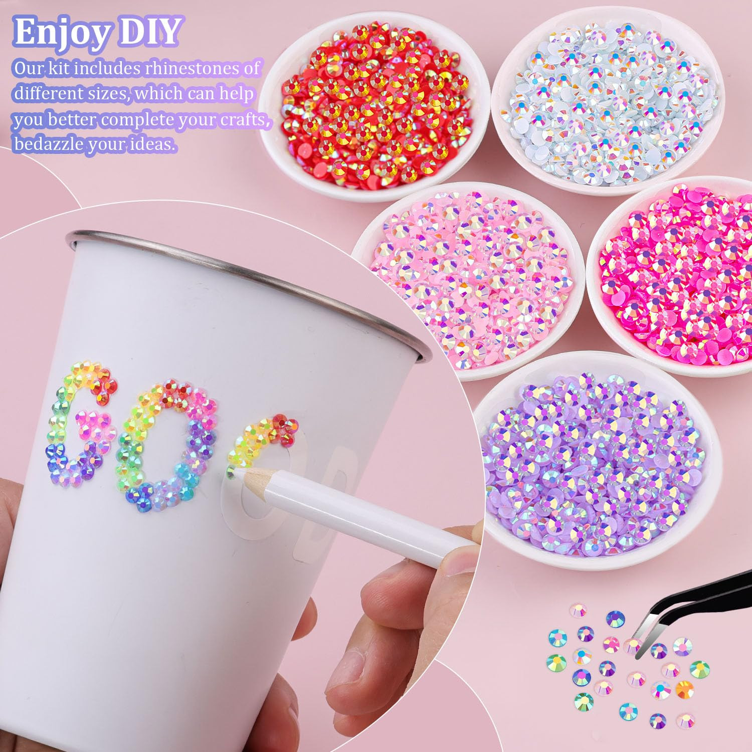 32000Pcs Resin Jelly Rhinestones with 1 Pcs B7000 Jewelry Glue for Bedazzling, M