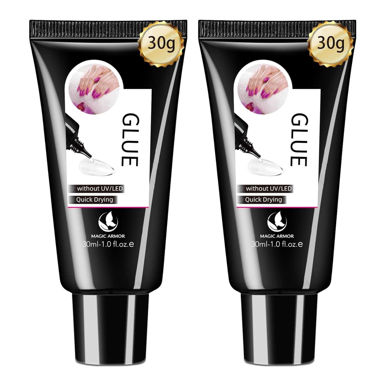 30G Semi Solid Nail Glue for Press on Nail, No UV Lamp Need Gel Nail Glue with C