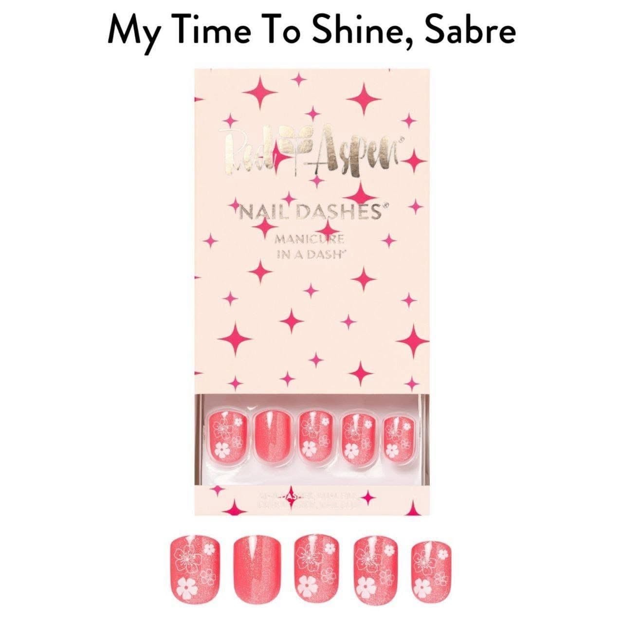 Red Aspen Press On Nails-My Time to Shine, Sabre- Short Square Flowers
