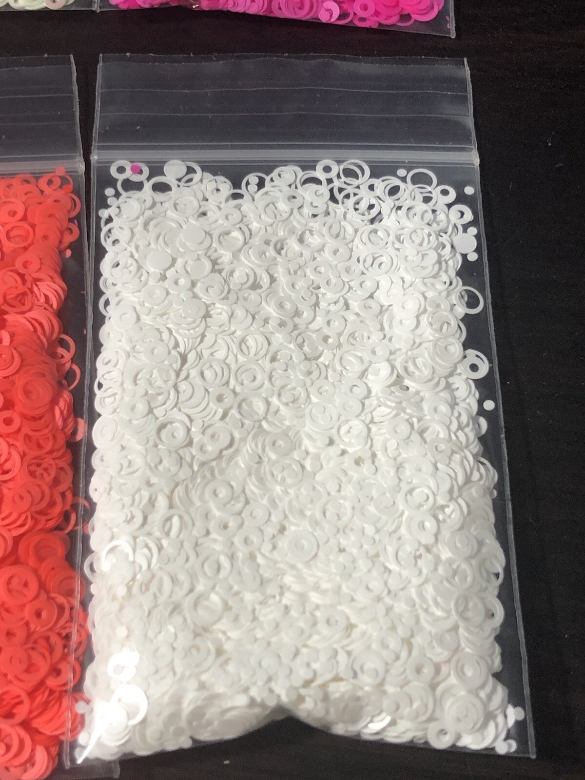 Neon White HOLLOW CIRCLE Shape Epoxy Resin Nail Art Face Festival Craft 50G Bulk