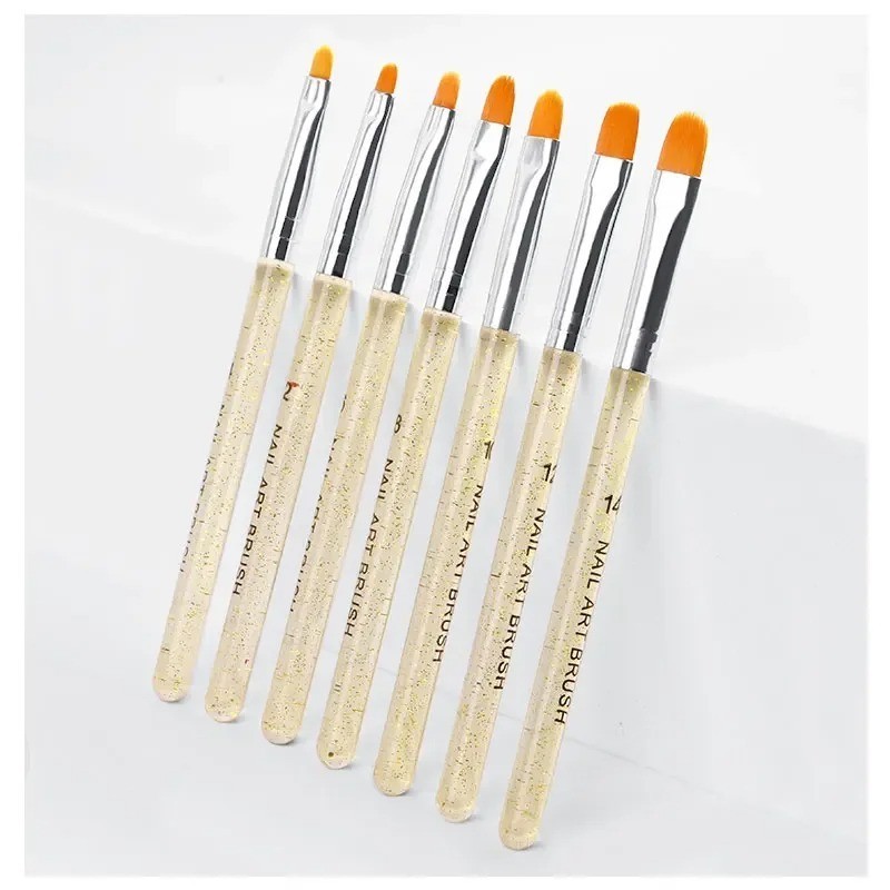 7Pcs/Set Nylon Hair UV Gel Acrylic Nail Art Builder Brush Pen Drawing Pens For N