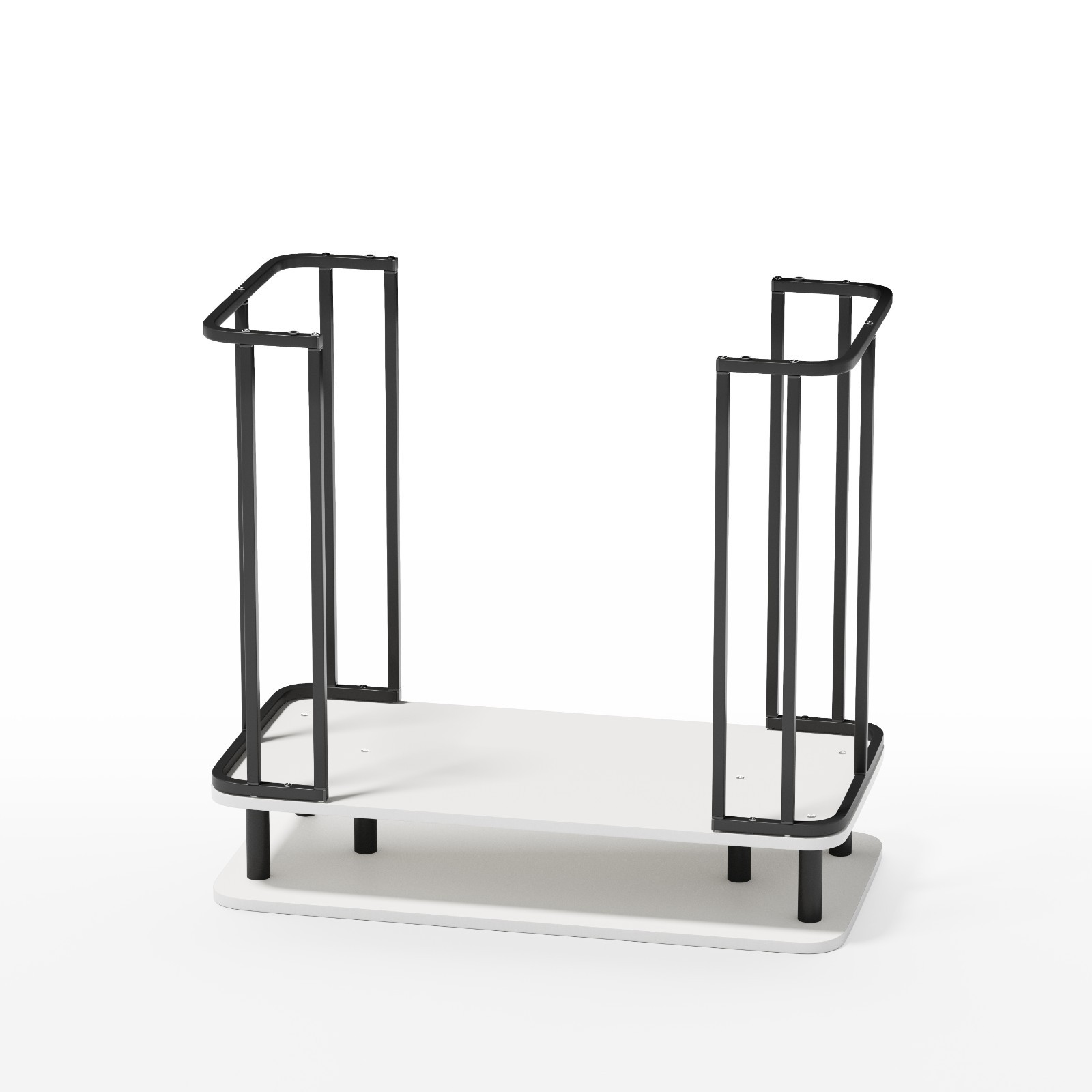 2-Tier White Manicure Table Nail Desk Rectangular Minimalist for Salons