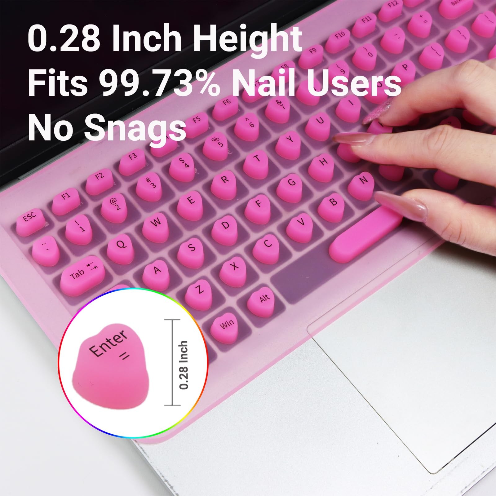 Long Nail Keyboard Stickers and Cover for Long Nails – 119 Keys Set, Fits 15-…