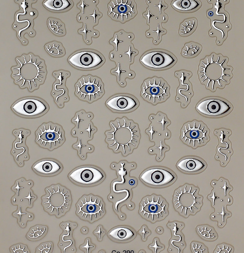 2Sheets Silver Gold Evil eye Stars Sun Nail Art Decor Stickers DIY Co290 NS52