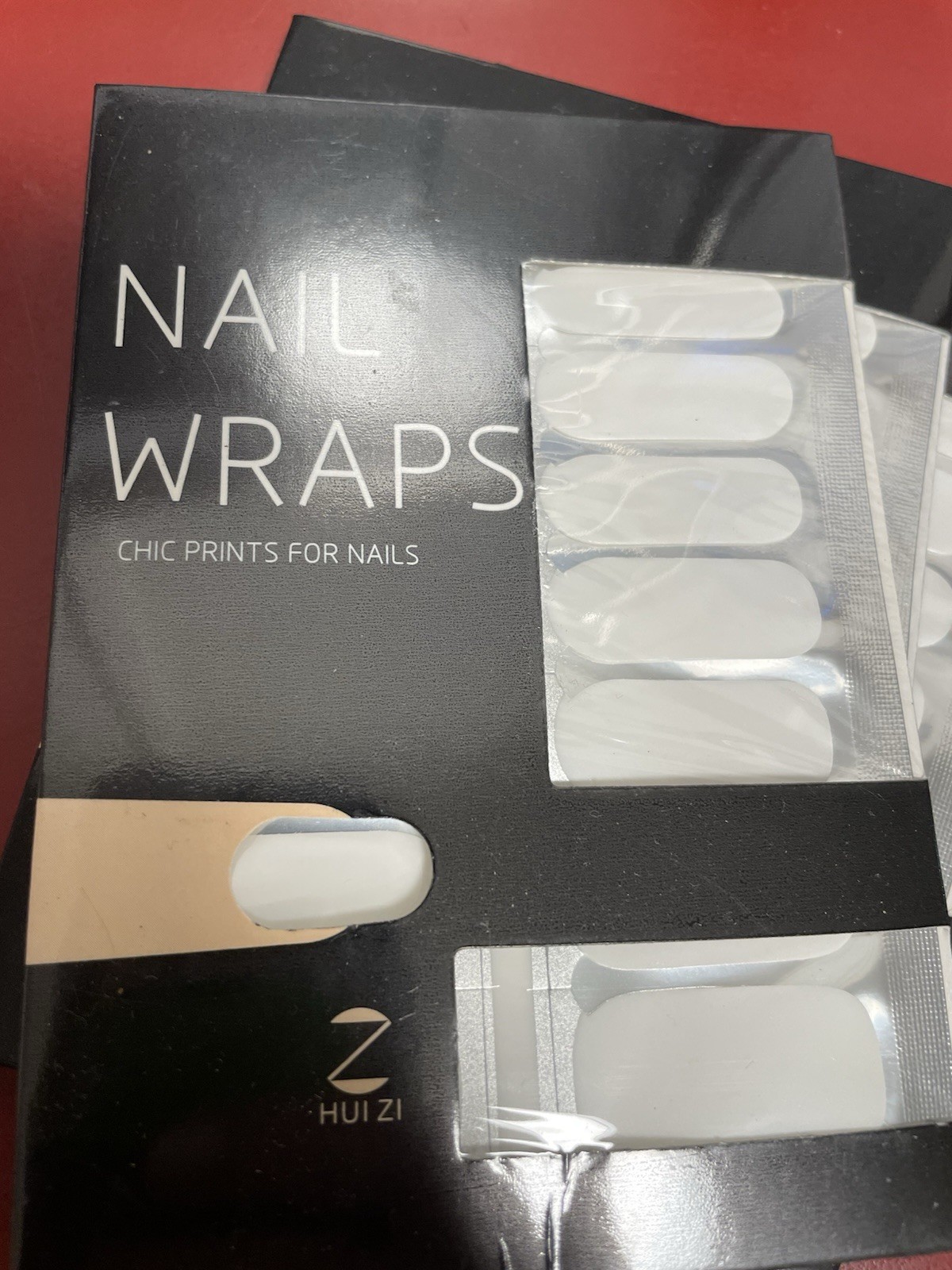 Lot of 4 White Nail Stickers Sleek Stick UV Cured Nail Appliques Wrap Stickers