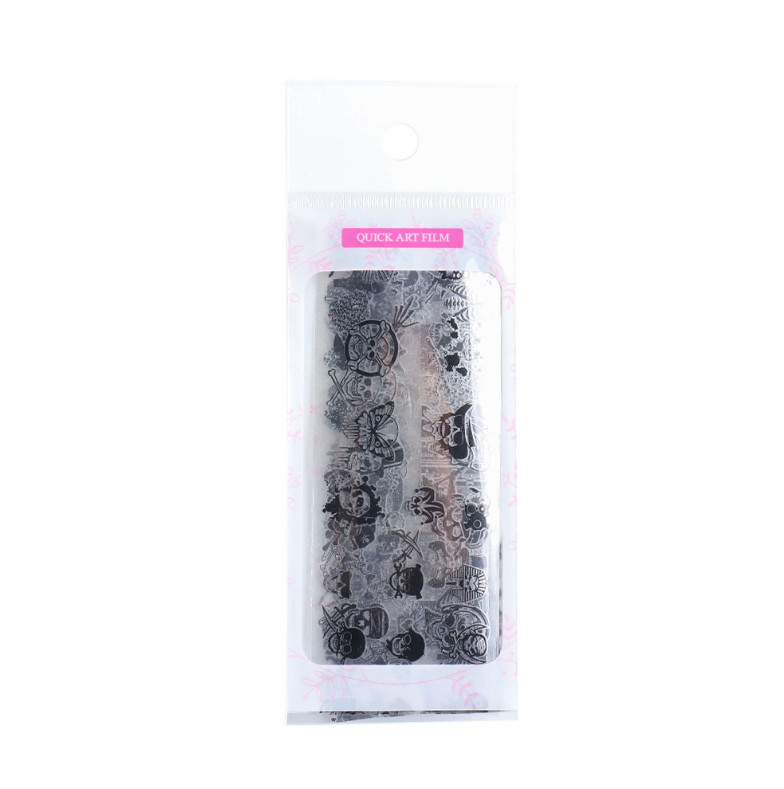 10pcs Skull Black White Scary Halloween Nail Art Foil Transfer Decals Manicure