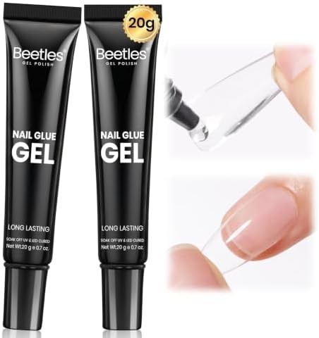 Beetles 2Pcs*20g Solid Nail Glue Gel, Tipex Soft Nail Tips Glue Super Strong for