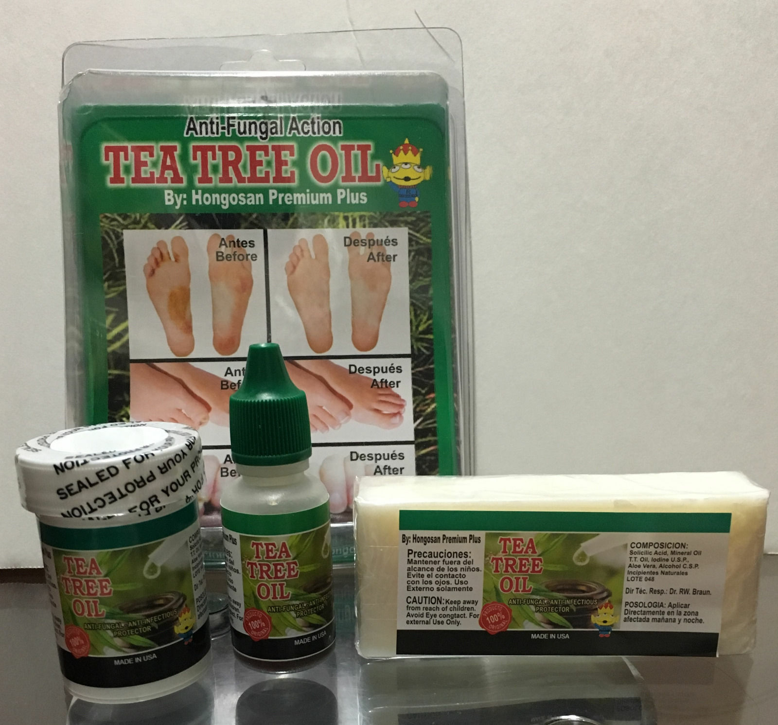 Pomada,Jabon & Gotas Tea Tree Oil Formula Feet Nails Fungus Hongos en Uñas Pies