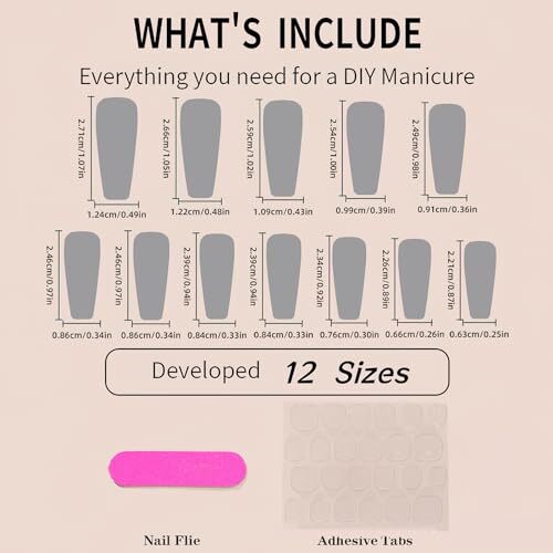 Pink Press on Nails Long Square Coffin Fake Nails Pink White 3-Pink Gradient