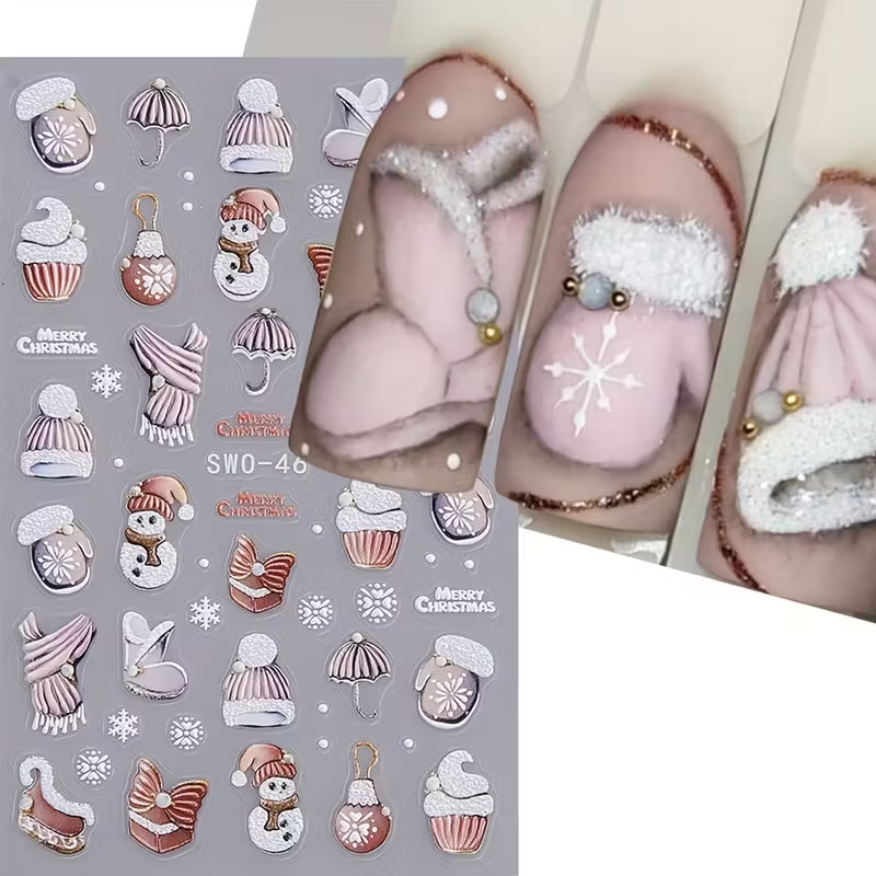 Nail Art Stickers Decals Christmas Penguin Santa Snowman Reindeer Xmas Transfers