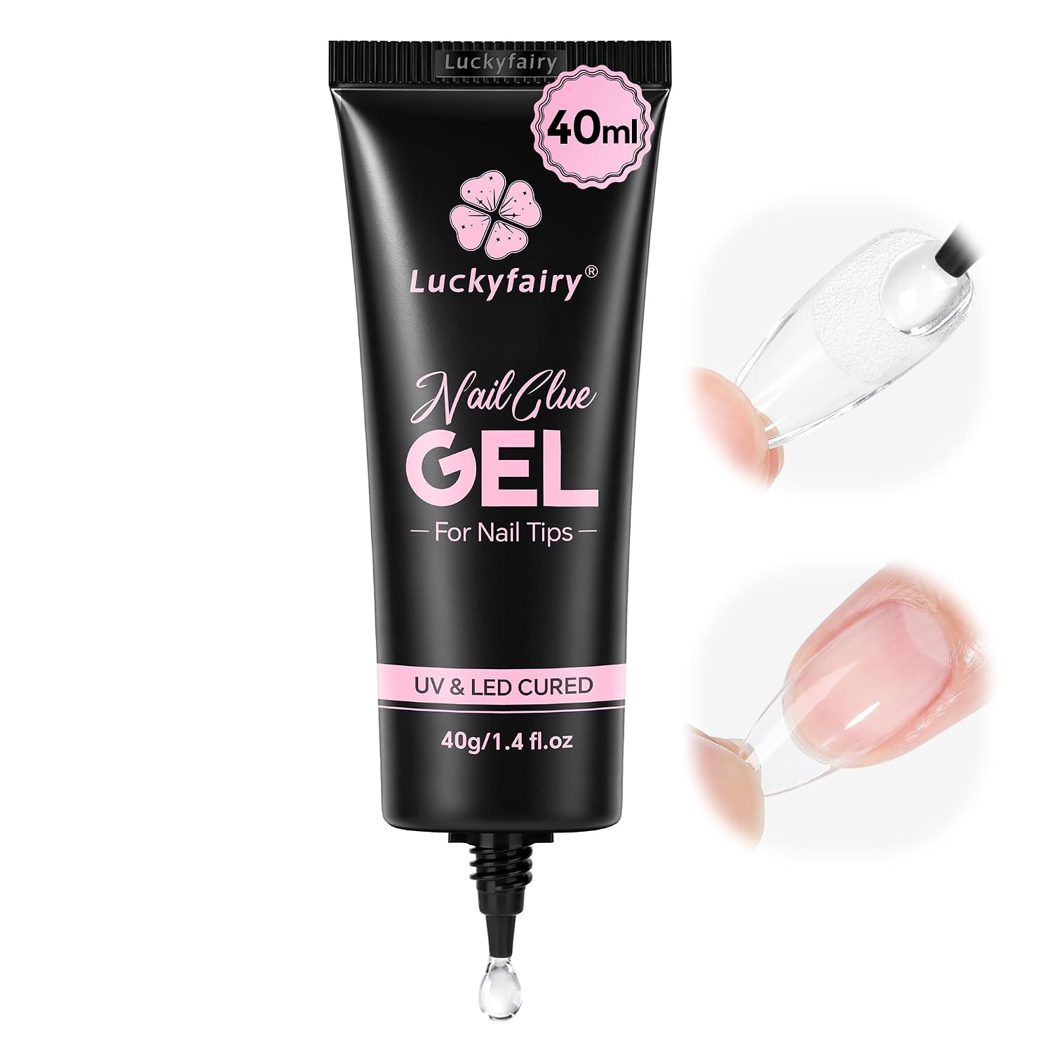 40ML Gel Nail Glue for Nail Tips Solid Nail Glue Gel | Cured Needed, Soft Gel Gl