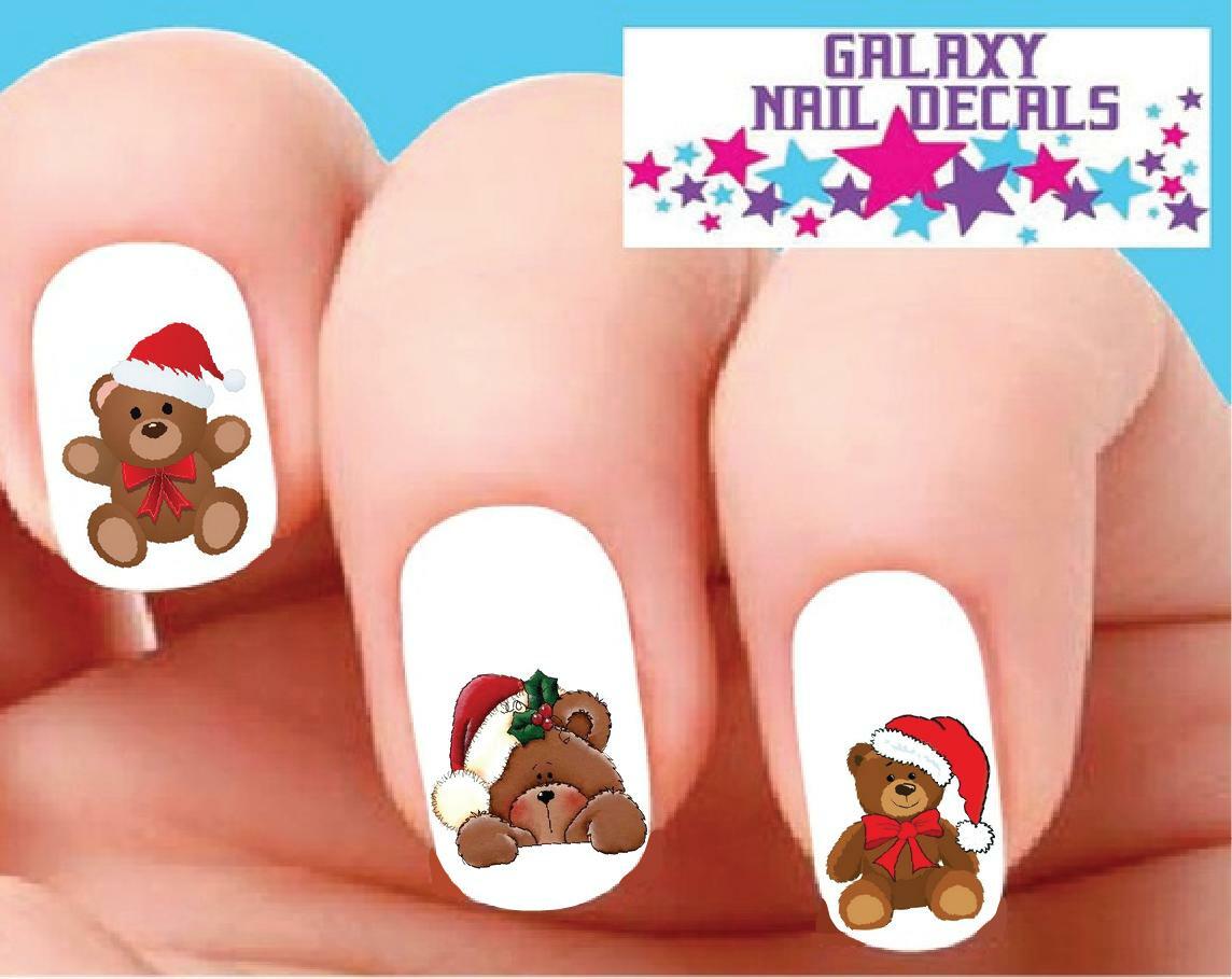 Waterslide Bears Nail Decals – Set of 20 Christmas Holiday Teddy Bear Assorted