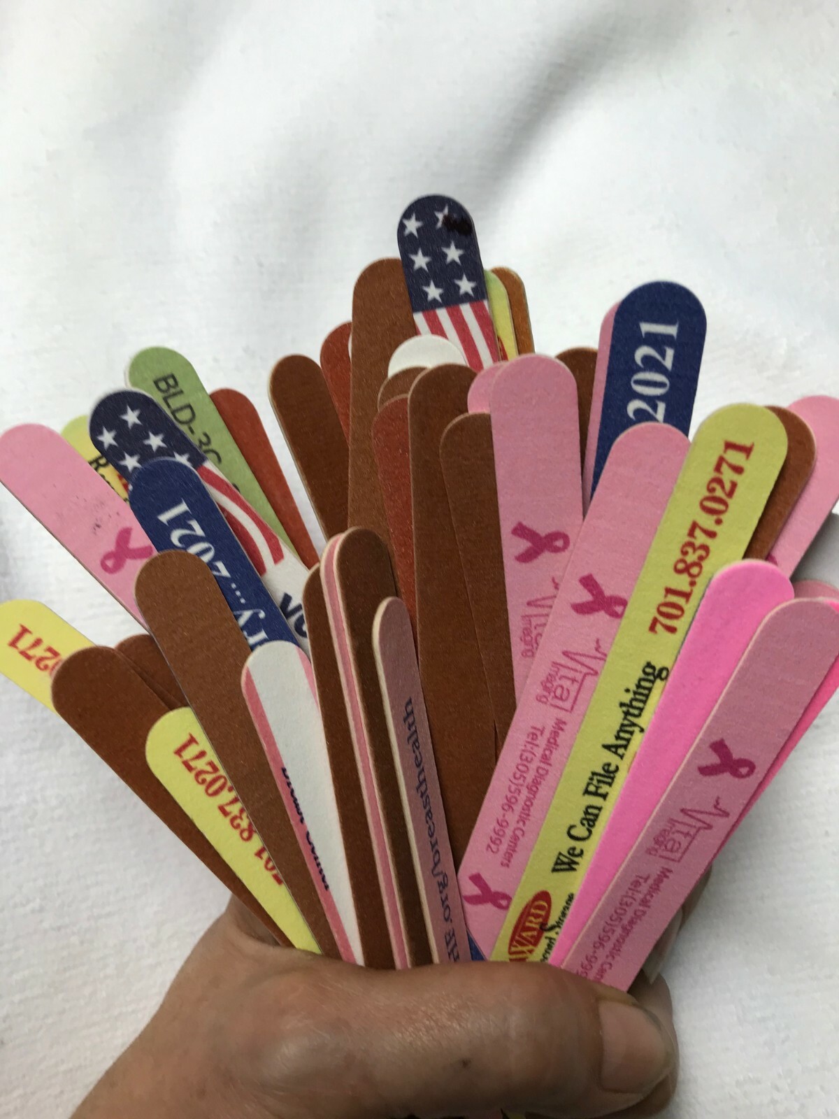 600 Custom imprinted in 1 color – Emery Boards Wooden 4.6″X.5″ 150/240 Grit
