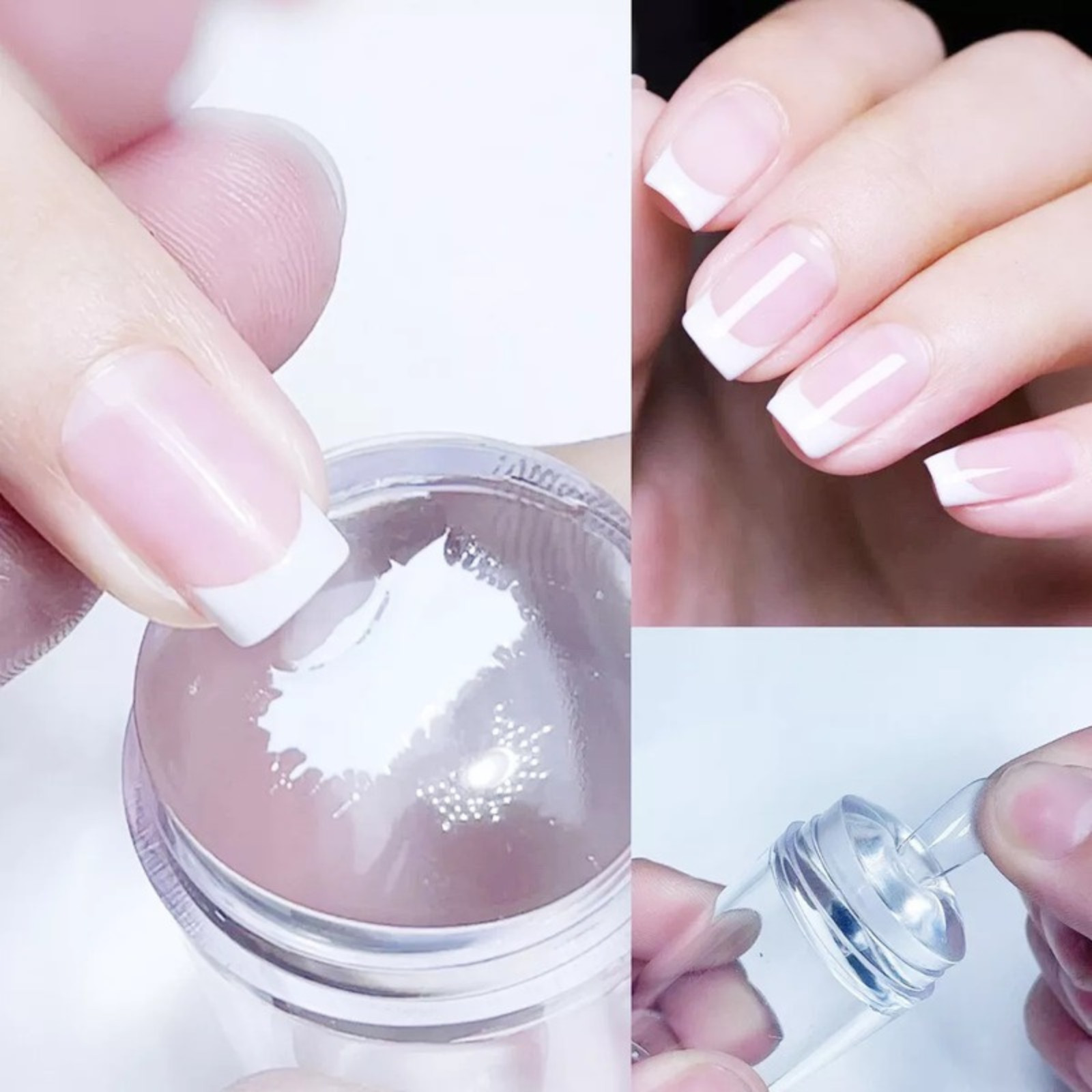 French Nail Art Stamper Silicone Jelly Tool with Scraper for DIY Manicure