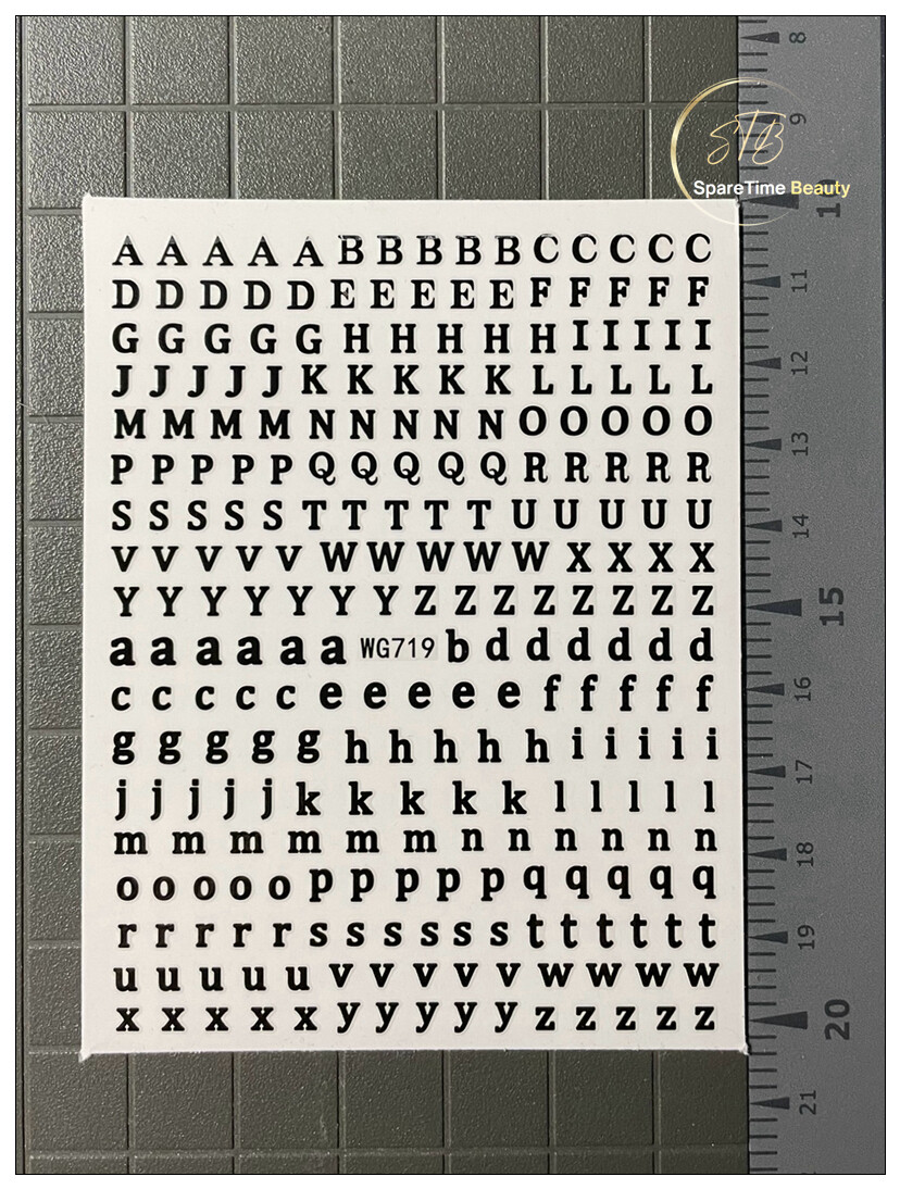 26 Letters Nail Sticker English Latin Alphabet Uppercase Lowercase Decal 1JN2