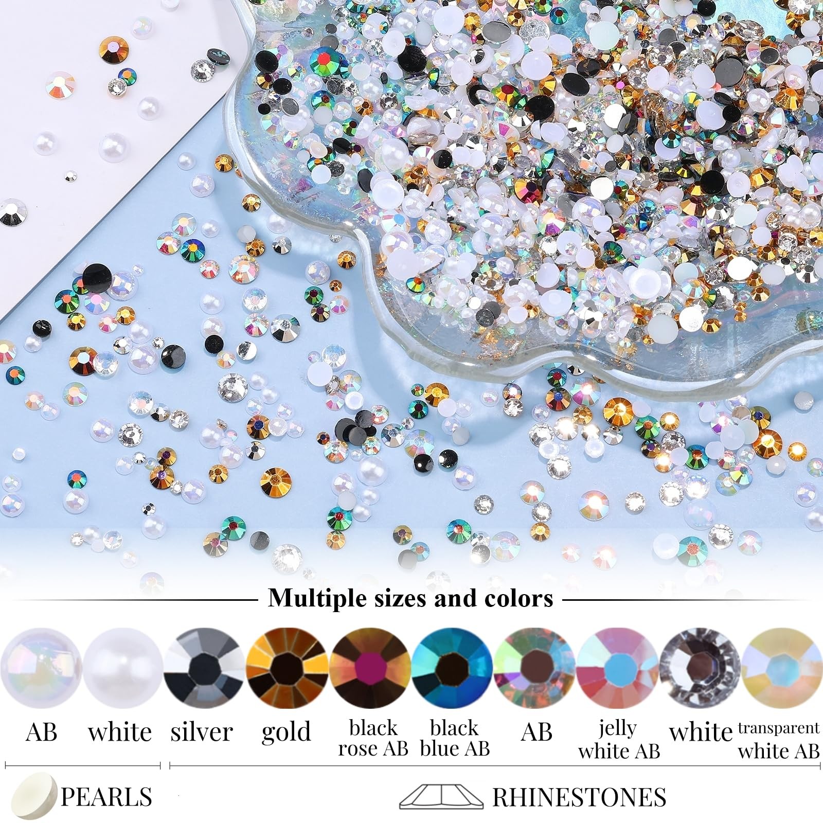 Nail Art Rhinestones Crystals AB Flatback Rhinestones Stones Gems with Pick U…