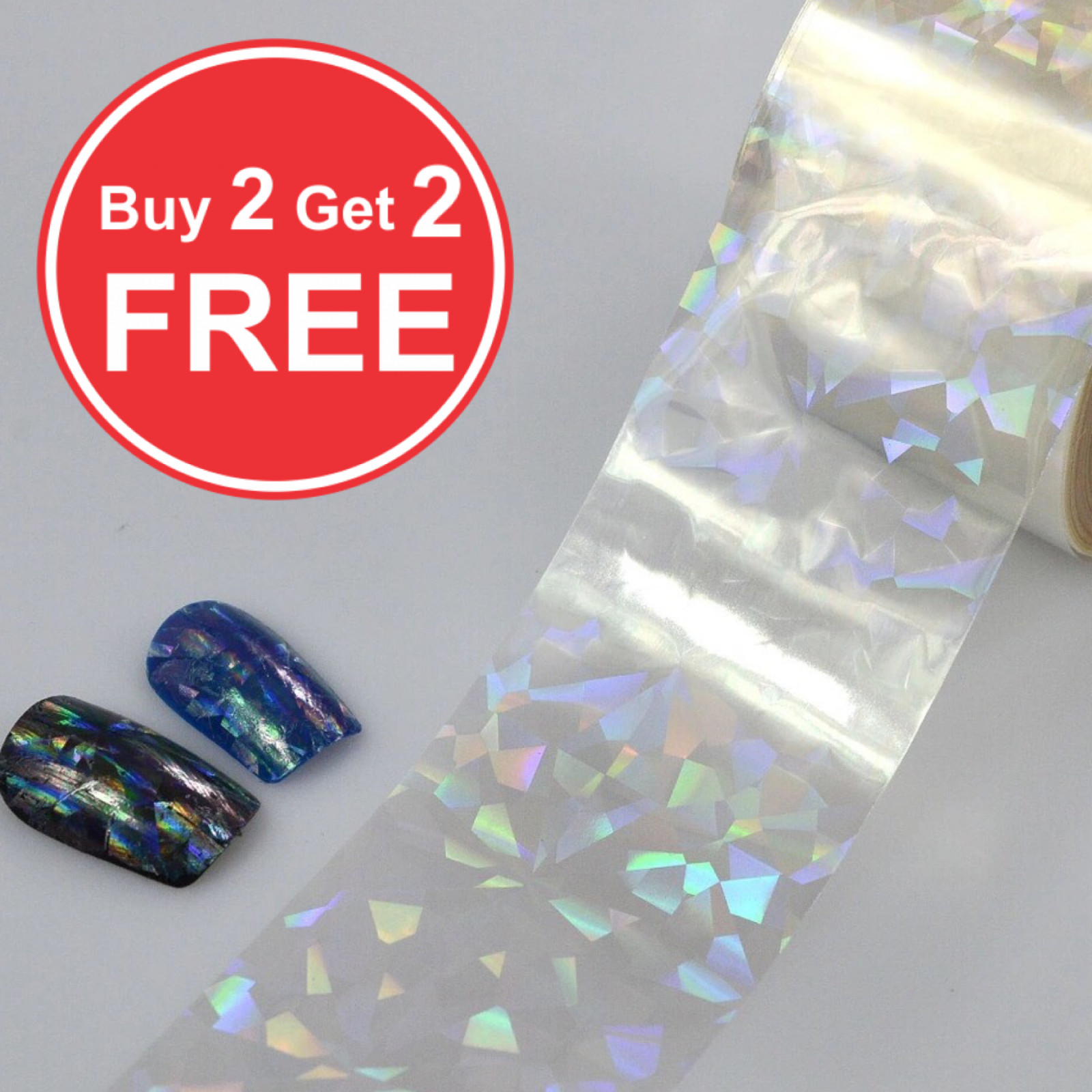20x4cm Transfer Foil Holographic Clear Nail Art Glitter Stickers 3D Nails UK