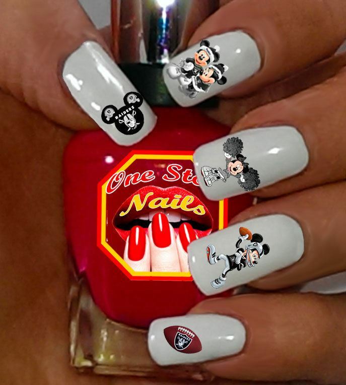 57pcs Oakland Raiders Mickey Nail Art Waterslide Decals Stickers FOR-002-57