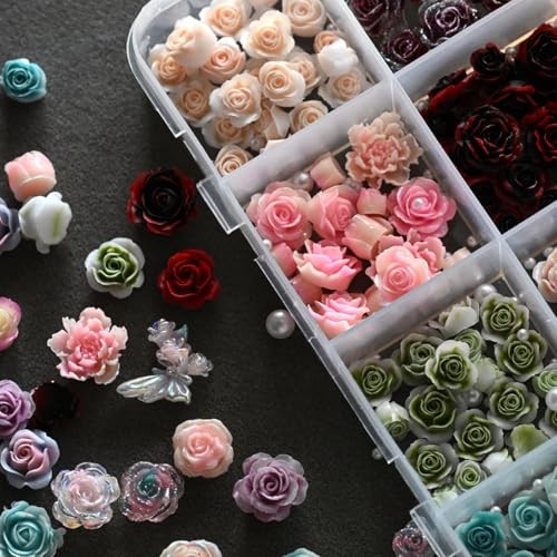 Flower Nail Art Charms – 3D Rose Flower Nail Rhinestones Floral Nail Style-9