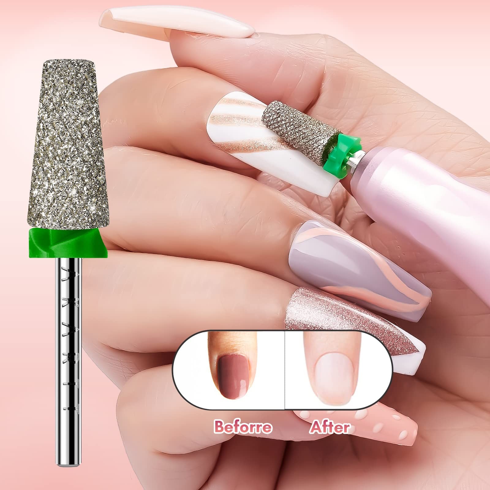 Tapered Barrel Nail Drill Bits Carbide Diamond Sanding Bit for Gel Nail Polish