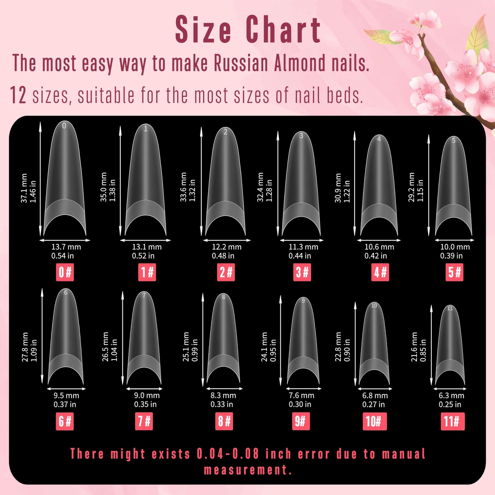 Nail Tips Russian Almond Round Oval, Soft Gel x Acrylic Half Cover Nail Kit f…