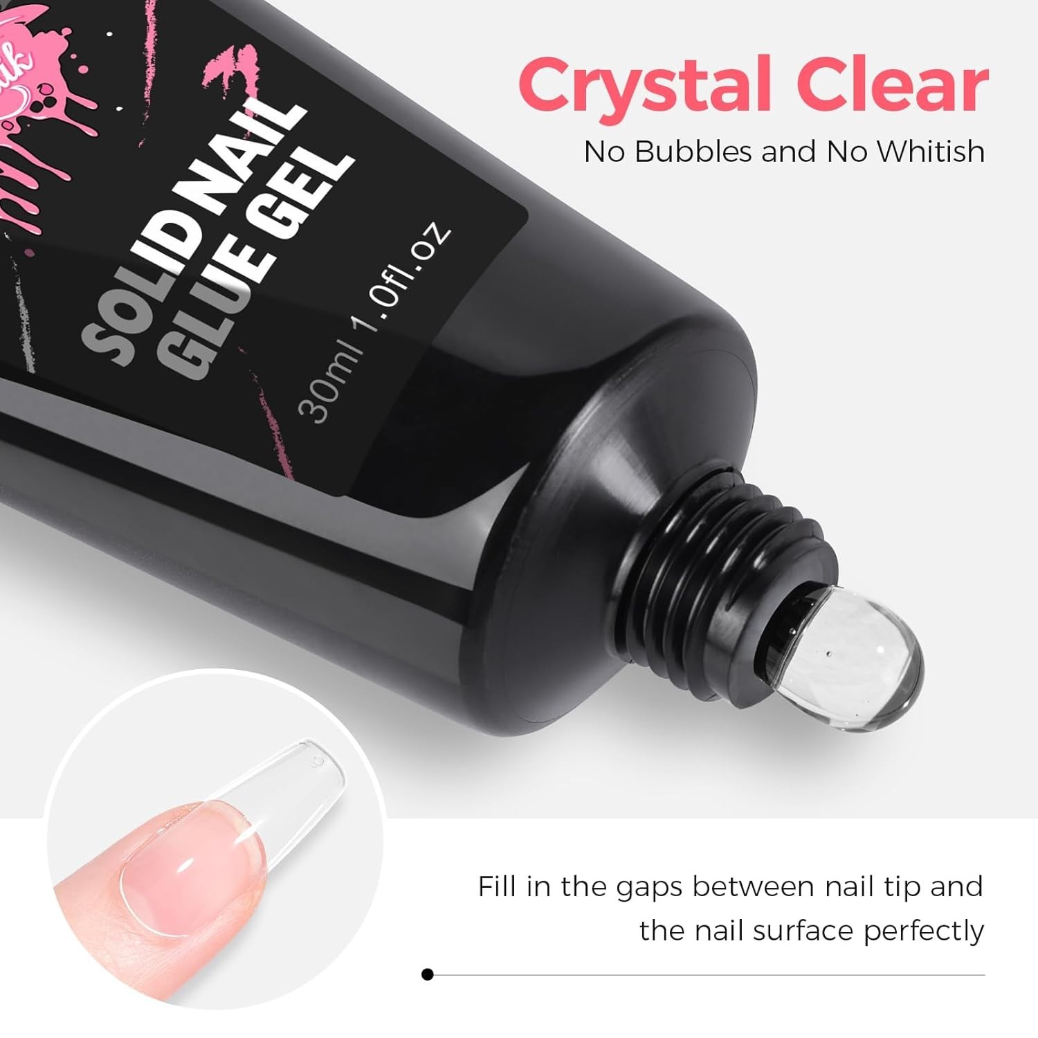 30ML Strong Nail Glue for Press On Nail Tips, Glue Gel for False Nails Fake Acry