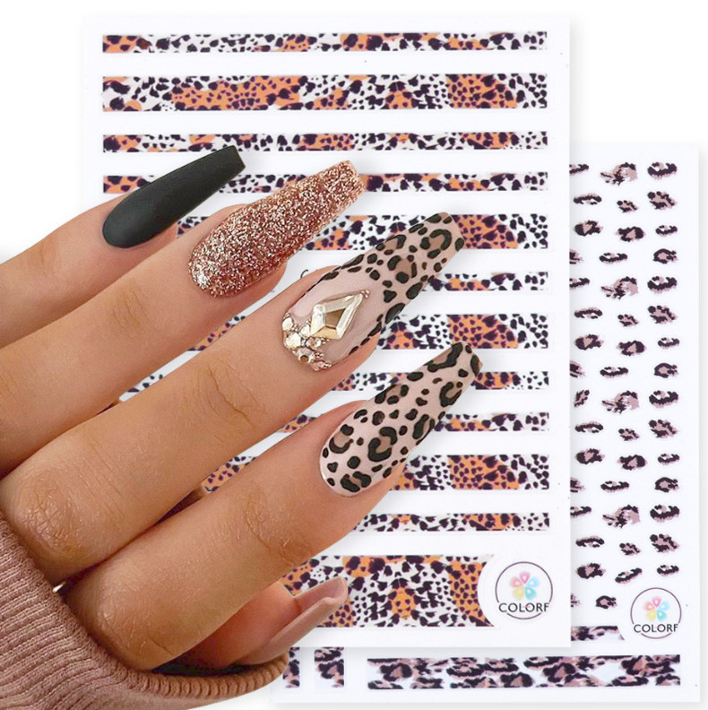 3D Animal Print Cheetah Leopard Nail Stickers Nail art designs Decors NS5