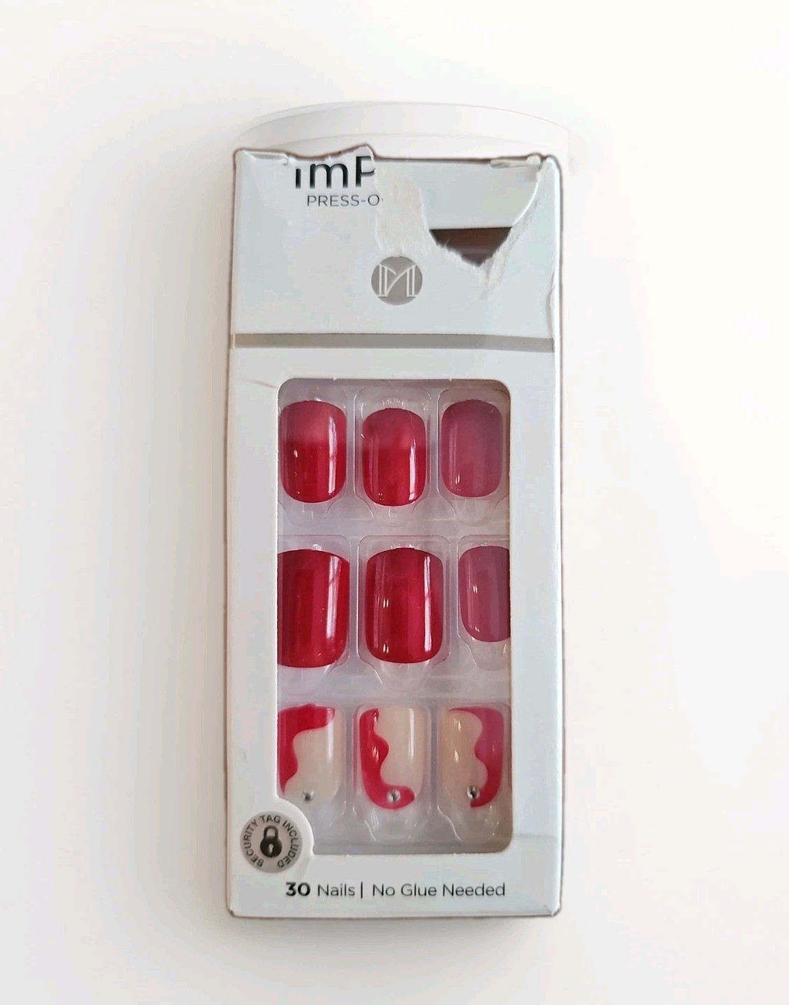 KISS imPRESS Faux Nails, Short/Square, Red (Adore You)
