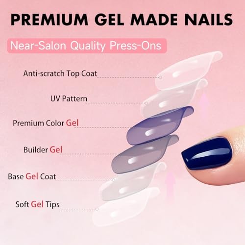 Short Coffin Press on Nails – Royal Blue – Coffin with Glue