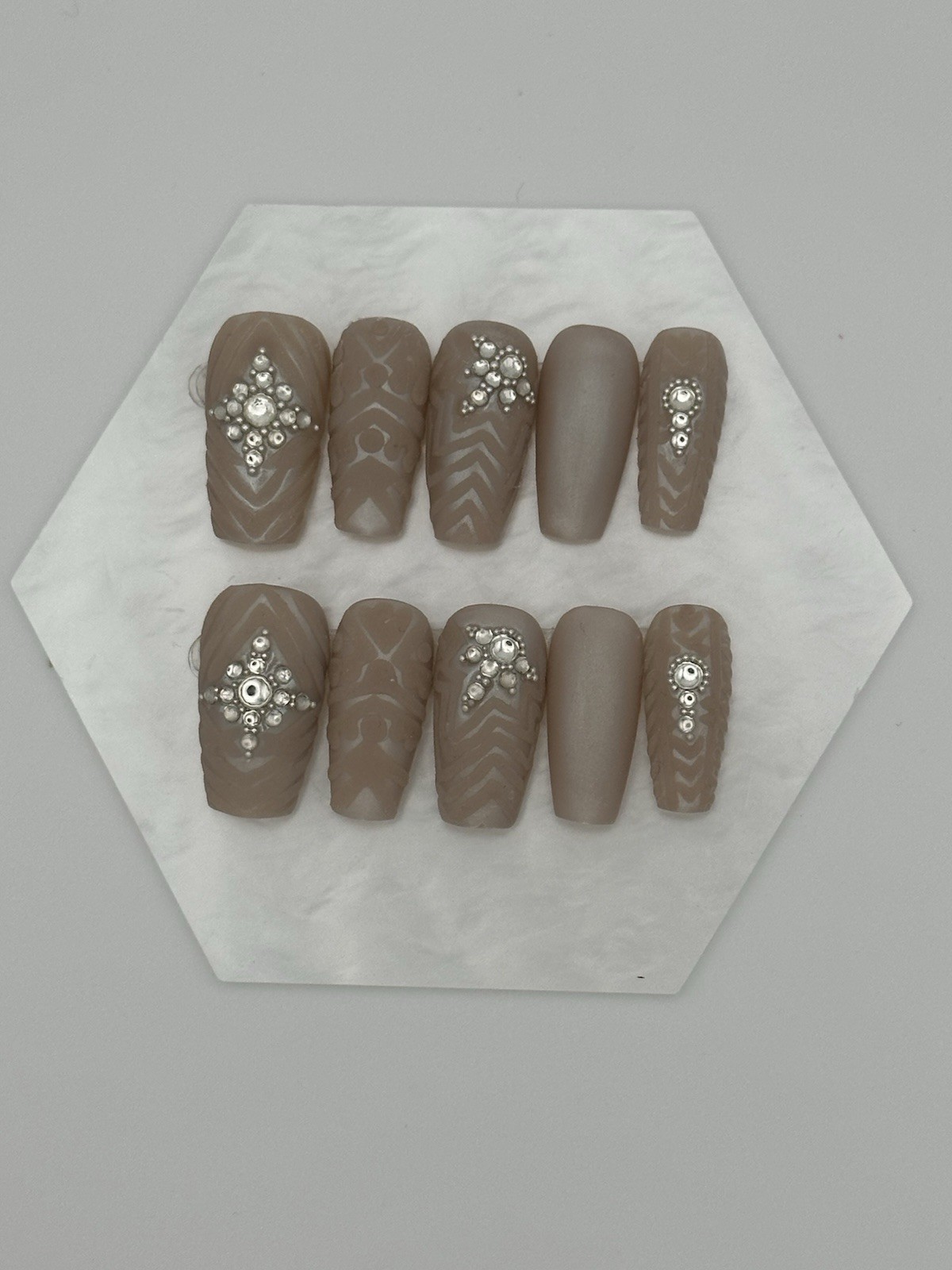 Handmade Gel Press On Nails “Dazzling” Sz Sm #0661