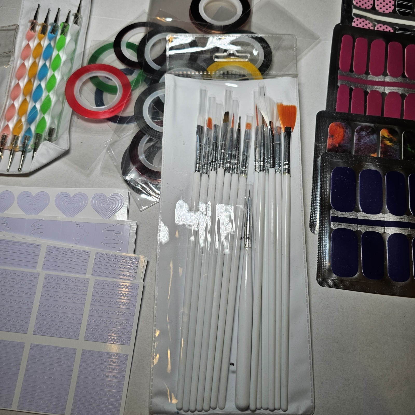 Nail Art Design Lot Dotting Tools Stickers Tattoos Striping Brushes Color Street