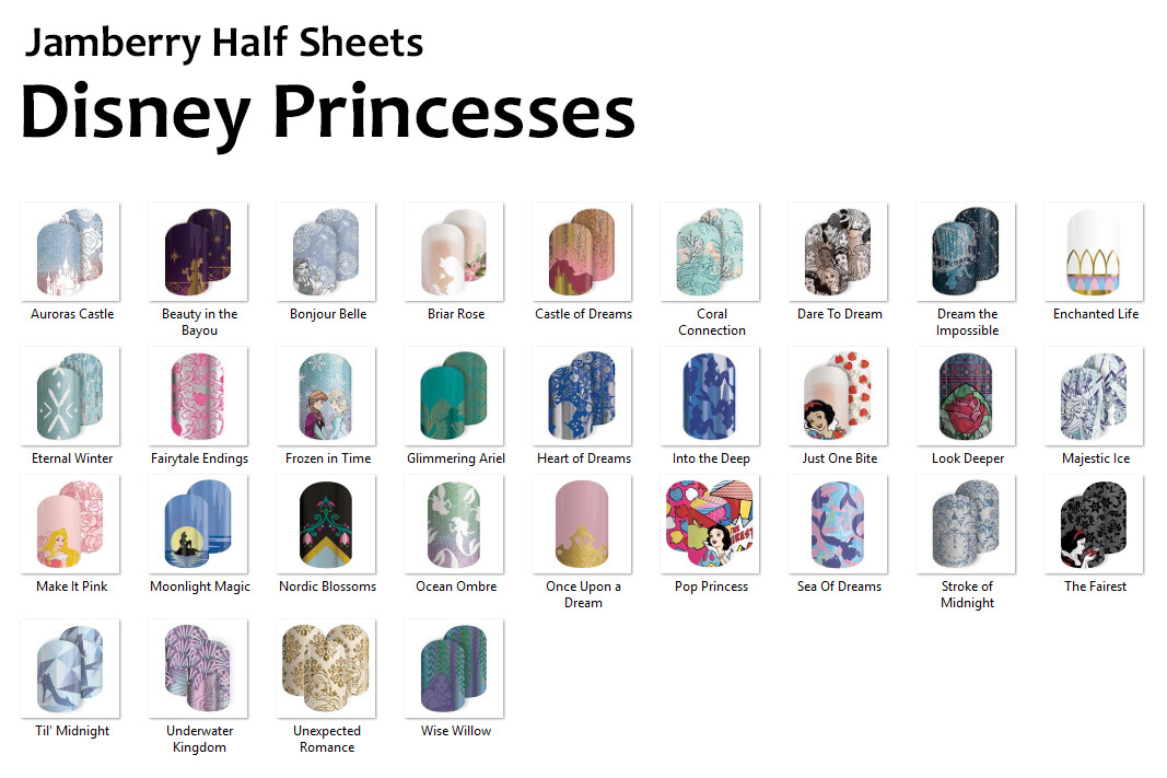 Jamberry DISNEY PRINCESSES Nail Wraps ~ Half Sheet, FREE SHIPPING
