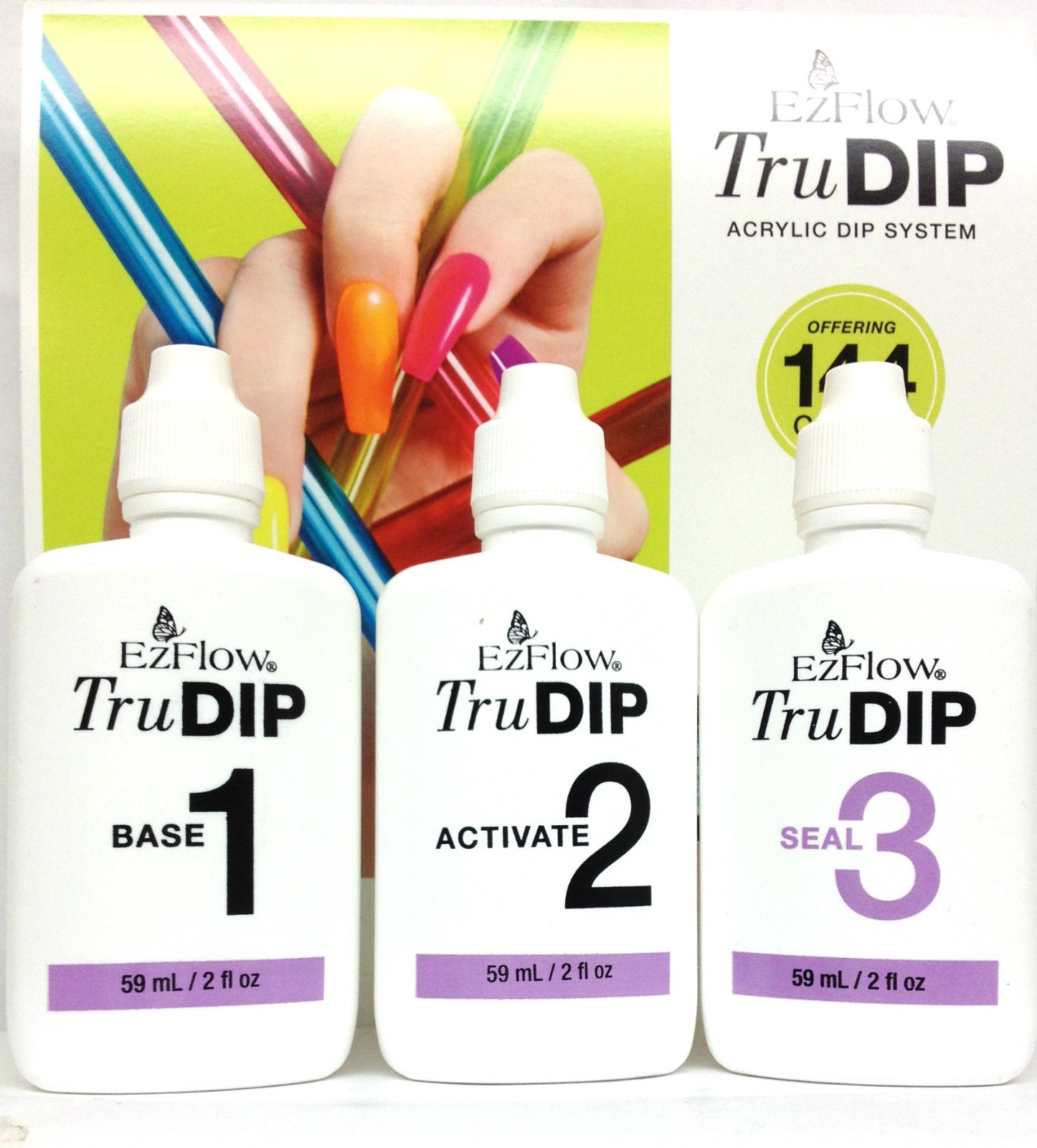 EzFlow TruDIP 3-Step Acrylic Dip- Base, Activate, Seal -2oz/59ml- Pick Any