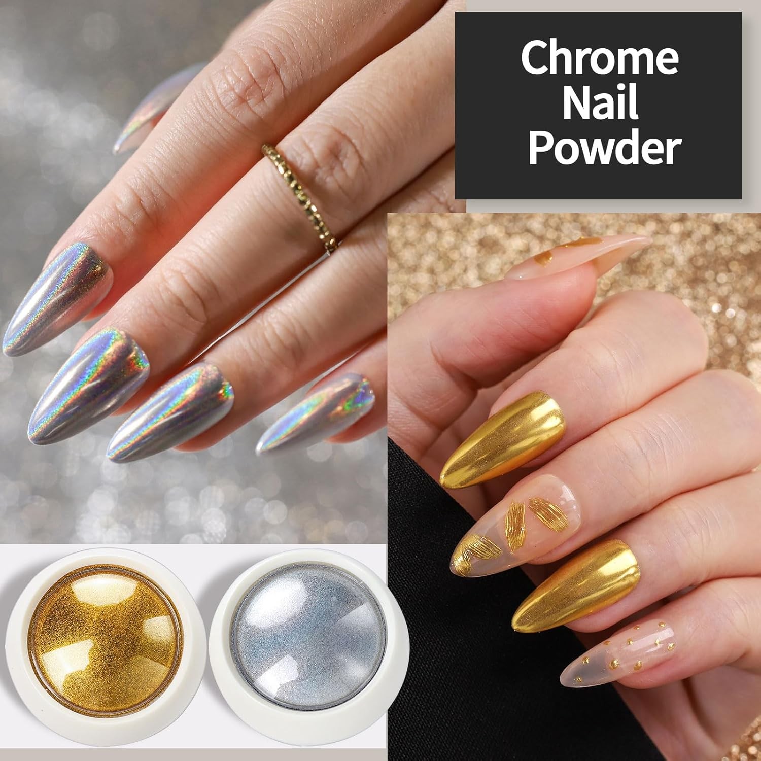 15-Piece Nail Art Kit with Brushes, Dotting Tools, Rhinestones, Stickers & Chrom