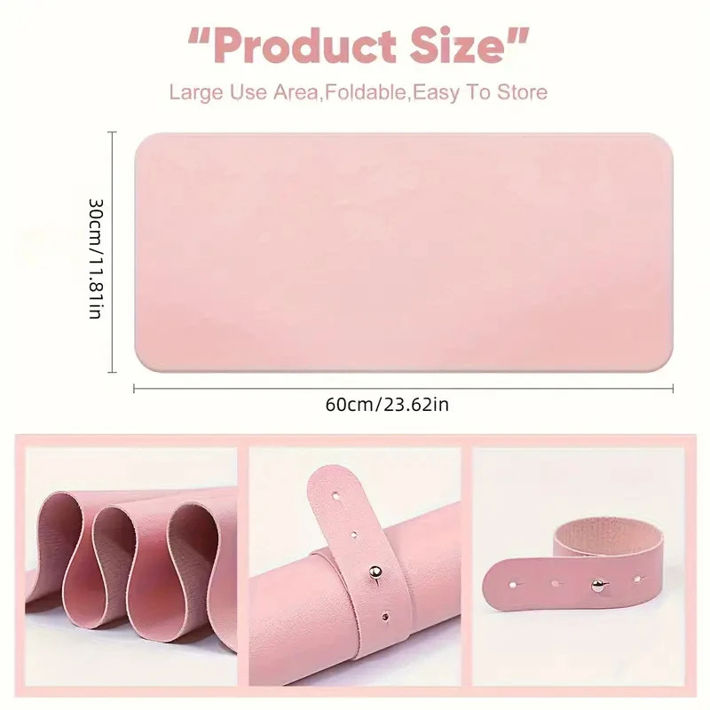 Waterproof Scratch Resistant Nail Art Table Mat Portable PU Foldable Manicure
