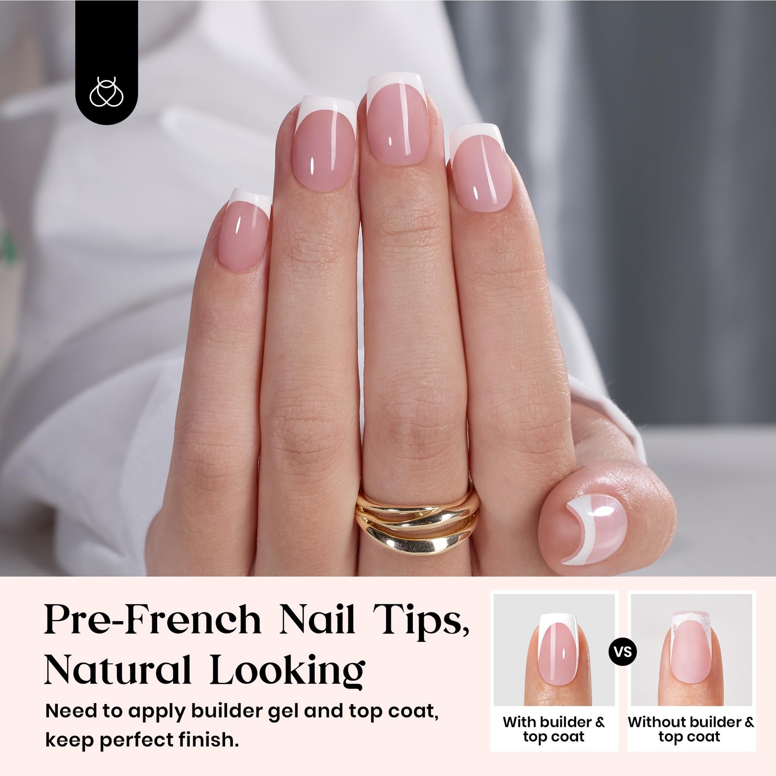 Beetles Gel Polish Beetles French Tips Press On Nails 150 Pcs Pink Short Square