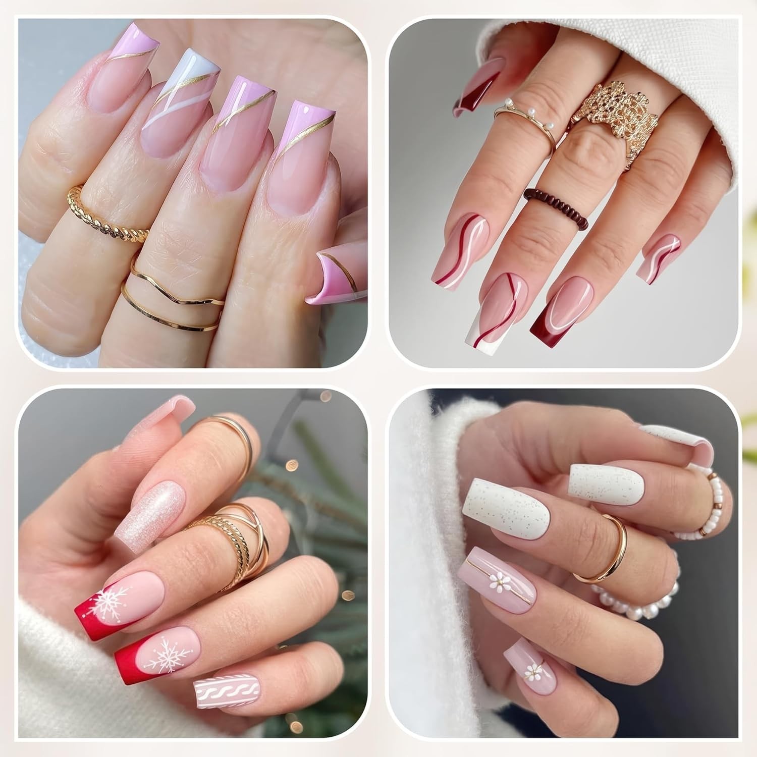 Medium Square Gel Nail Tips Half Matte 312pcs Full Cover False Acrylic Nails