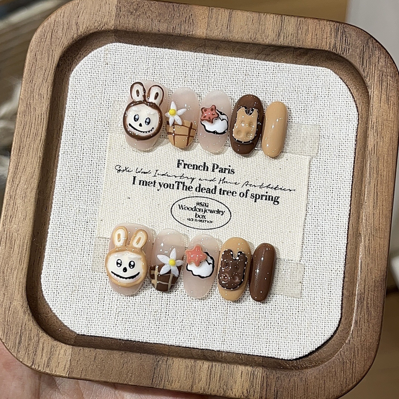 10Pcs Handmade Cartoon Bear Press On Nails Cute Graffiti Casual Daily Look